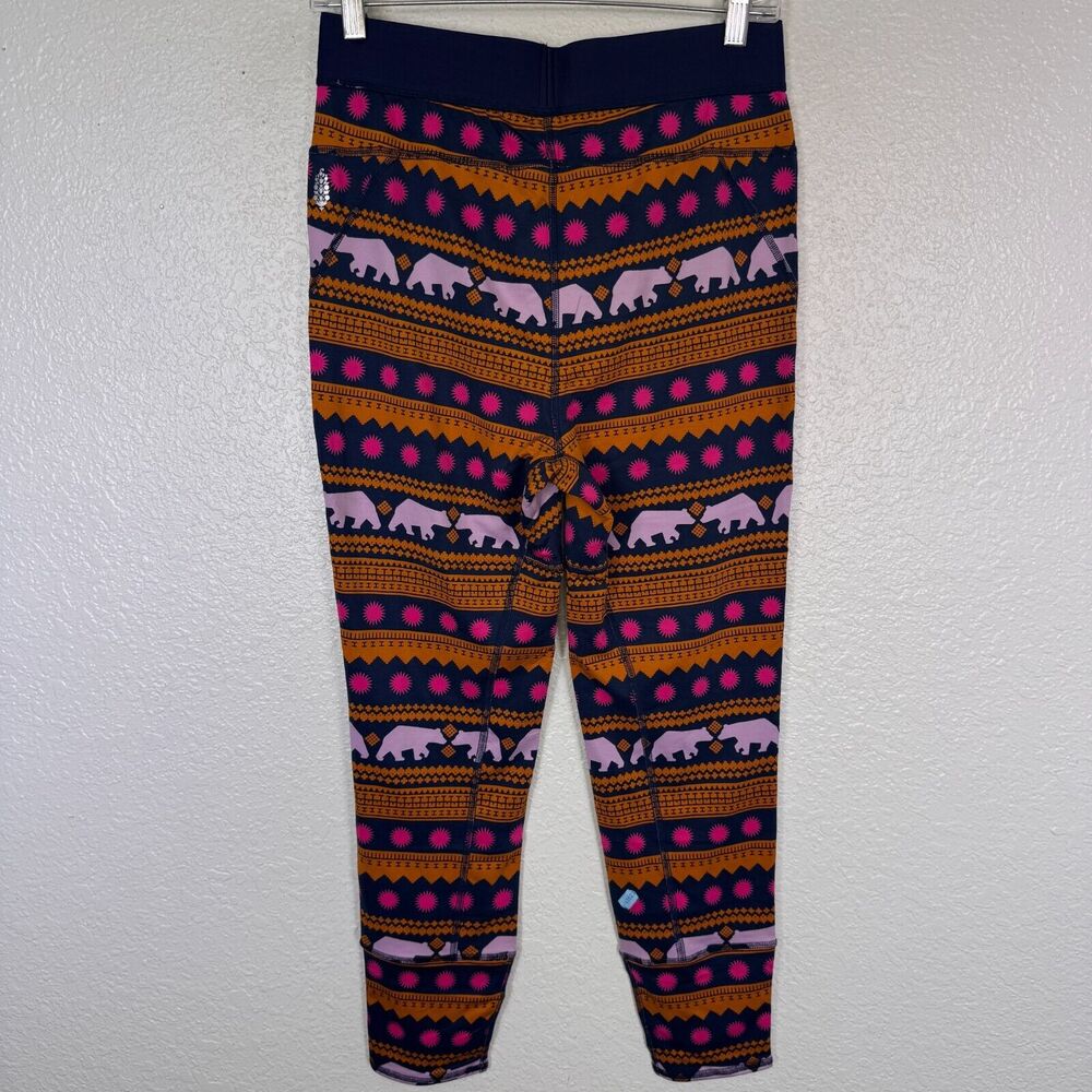 Free People Fireside Base Layer Leggings Womens Large Pants Bear Stripe Ski Snow - Picture 2 of 12